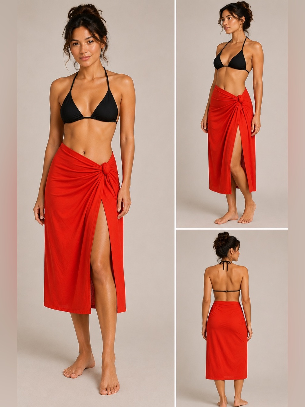 CALIA Twisted Knot Sarong Skirt Small Fresh Red Swim Cover Up NWT